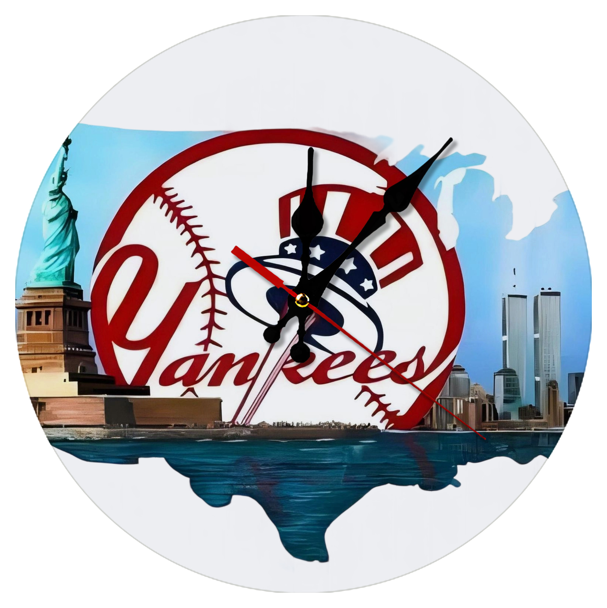 New York Yankees Whole USA Silent Round Wall Clock – Modern & Stylish DIY Design, Durable Wood Construction, Easy To Install – Perfect For Office, Bedroom, Living Room, And More